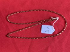 Hallmarked Jewellery: 9ct. Gold paper chase link chain. Length 32¼ins. Hallmarked London. Weight