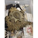 Militaria: Pressed brass 190 Z pattern Shako plate possibly Coldstreams, plus a quantity of brass