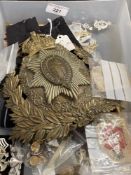 Militaria: Pressed brass 190 Z pattern Shako plate possibly Coldstreams, plus a quantity of brass