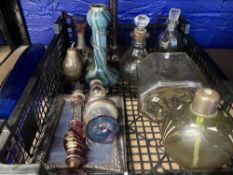 Hallmarked Silver & Glass: Art style and other perfume and cologne bottles, examples include red and
