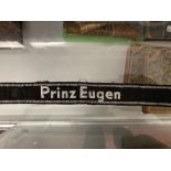 Militaria: WWII German Waffen SS Officers Cuff Title silver wire, embroidered 'Prinz Eugen'