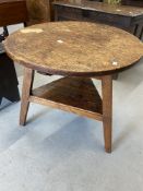 19th cent. Rustic oak cricket table on triangular supports. 29½in.