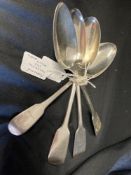Hallmarked Georgian Silver Flatware: Four tablespoons, Old English pattern, mixed dates, Wallace &