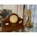 Clocks: 20th cent. French mantel clock plus a Bentima dome top. (2)