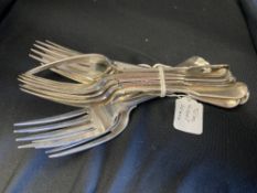 Hallmarked Georgian Silver Flatware: Twelve table forks, Old English pattern,mixed dates,