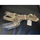Hallmarked Georgian Silver Flatware: Twelve table forks, Old English pattern,mixed dates,