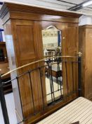 Edwardian mahogany inlaid double wardrobe. 47in.