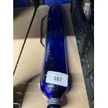 19th cent. Glass: Blue Nailsea rolling pin, commemorating the Great Eastern, worn condition, (