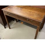 Georgian mahogany side table with single drawer. 39in. x 19in. x 29in.