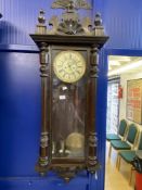 Clocks: 19th cent. Mahogany cased German regulator clock by Gustav Becker, Freiberg, Silesia.