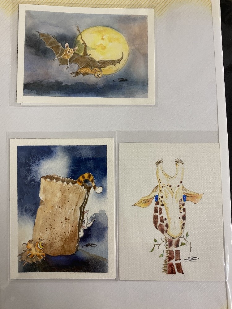 Photo album containing 100+ small original works of art by Sharon Bowman, T.H. Root, A.P. Saunders - Image 3 of 6