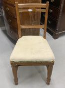 WWI/Royal Navy: Late 19th cent. Unupholstered walnut dining chair with chamfered frame and central