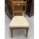 WWI/Royal Navy: Late 19th cent. Unupholstered walnut dining chair with chamfered frame and central