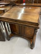 19th cent. Good quality rosewood davenport with fitted interior, adjustable top, and drawers to