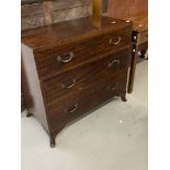 19th cent. Rosewood chest of three drawers on later supports. 36in. x 18in.