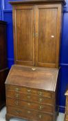 18th cent. Oak bureau bookcase with fitted interior. 36in. x 84in.