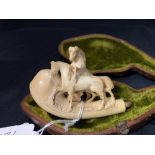 Smoking Requisites: 19th cent. Meerschaum pipe body decorated with carved fighting horses, no