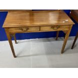 19th cent. Mahogany side table, two drawer with fretwork decoration. 40in. x 19in. x 30in.