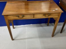 19th cent. Mahogany side table, two drawer with fretwork decoration. 40in. x 19in. x 30in.