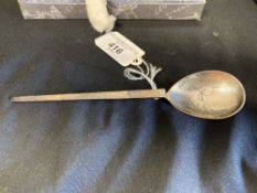Hallmarked Silver: Replica Roman spoon with Christogram engraved in bowl, Birmingham 1968. 1oz.