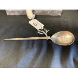 Hallmarked Silver: Replica Roman spoon with Christogram engraved in bowl, Birmingham 1968. 1oz.