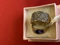 Hallmarked Jewellery: Two 9ct. gold rings, one set lapis lazuli and the other one set with diamonds.