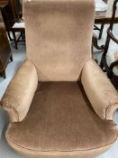 Late 19th cent. Upholstered long seated armchair.