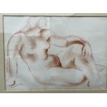 Frank Dobson (1888-1963): Red chalk, reclining female, nude, signed and dated bottom left. Framed