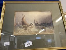 19th cent. English School: Watercolour on paper marine scene, note to reverse "Probably Copley