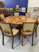 Artisan Furniture: Superb 1970s Alan Solly of Marlborough circular yew dining table with sectional