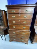 19th cent. Mahogany chest on chest, 6 long over 2 short, canted side on bracket supports. 42in.