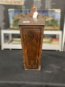 19th cent. Mahogany inlaid hanging candle box with receipt from 1978.