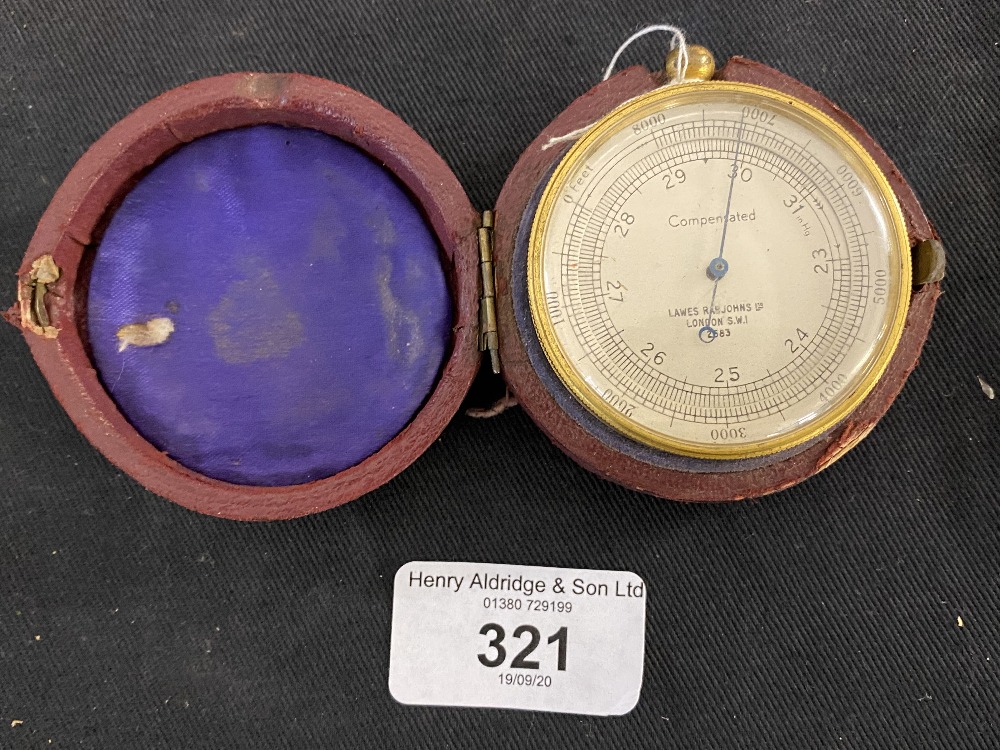 Scientific Instruments: Compensated pocket barometer, gilt cased, dial 2in. diameter, signed Lawes &