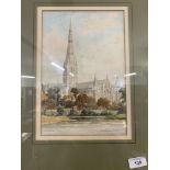 20th cent. English School: Edward Charles Pascoe-Holman Salisbury Cathedral. 7½in. x 11in.