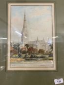 20th cent. English School: Edward Charles Pascoe-Holman Salisbury Cathedral. 7½in. x 11in.