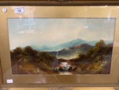 19th cent. British School oil on board, highland studies - a pair. 17in. x 10in.