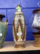 Ceramics: Late 19th/early 20th cent. Lambeth Doulton vase converted to a lamp, applied decoration