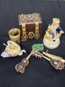 Objects of Virtu: 19th cent. Tortoiseshell and mother of pearl miniature musical mandolin and guitar