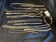 Jewellery: White metal, eight bracelets and five necklets, all test as silver. Total weight 6·60oz.