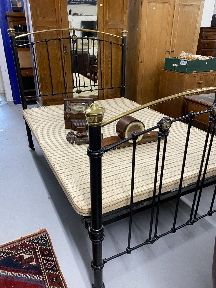 19th cent. Brass & iron bed with base. 4ft. 6in. wide.