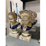 20th cent. Ceramics: Bourbon style busts of children, boy and girl. Two pairs.