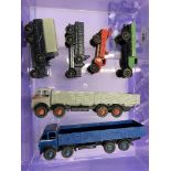 Toys: Die cast Dinky No. 501 Foden eight wheel flat truck, 1st cab type, dark blue cab and back,