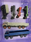 Toys: Die cast Dinky No. 501 Foden eight wheel flat truck, 1st cab type, dark blue cab and back,