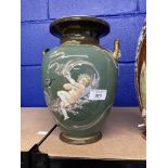 Pottery & Porcelain: 1880s Art Nouveau Doulton Lambeth vase 'Spring' designed by J.H. McLennan. Chip
