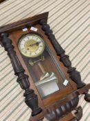 Clocks: 20th cent. German striking wall clock in mahogany case, a Napoleon hat mantel clock in