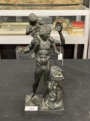 19th/20th cent. Brass sculpture of a pan carrying a young Bacchus 12in.