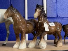 Beswick: Cantering Shire and mare, brown. Arthur Gredington. (2)