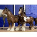 Beswick: Cantering Shire and mare, brown. Arthur Gredington. (2)