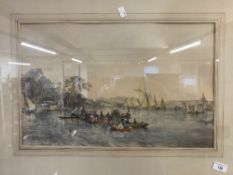 J.B. Pyne Attributed: Watercolour Lake Windermere, label on verso. Framed and glazed 20in. x 13in.