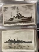 Postcards: WWI, WWII and later warships to include some unusual cards. Approx. 130.